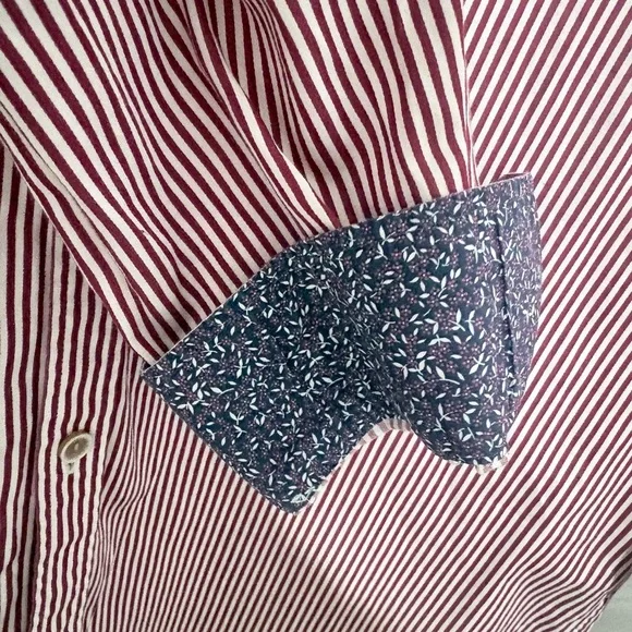 Ted Baker Men's Red and White Striped Dress Shirt Size Small - Picture 3 of 6